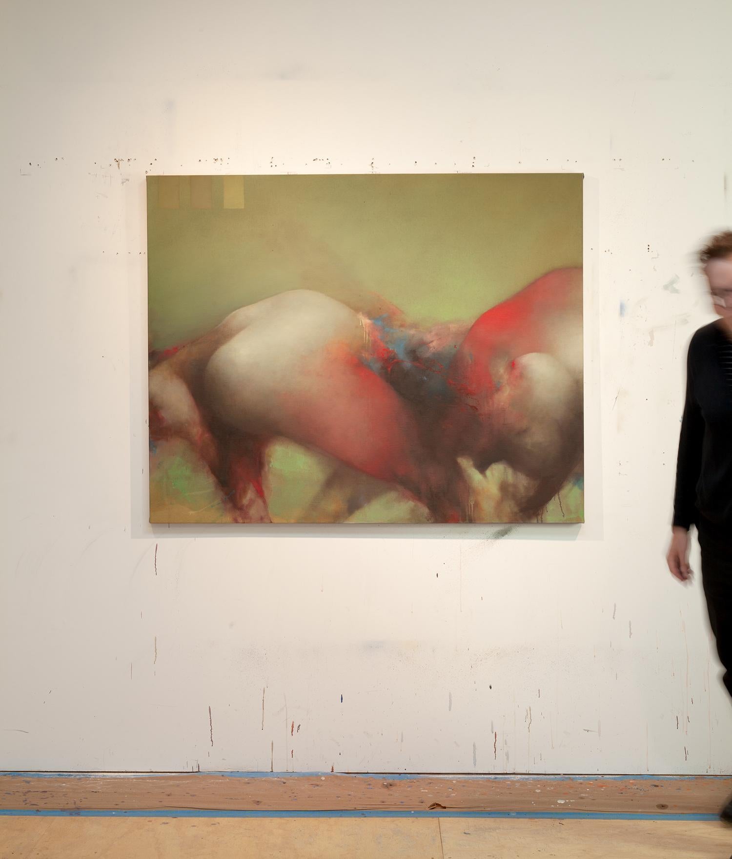 Olio su lino: 'Iena' - Abstract Painting Marrone di David Mellen