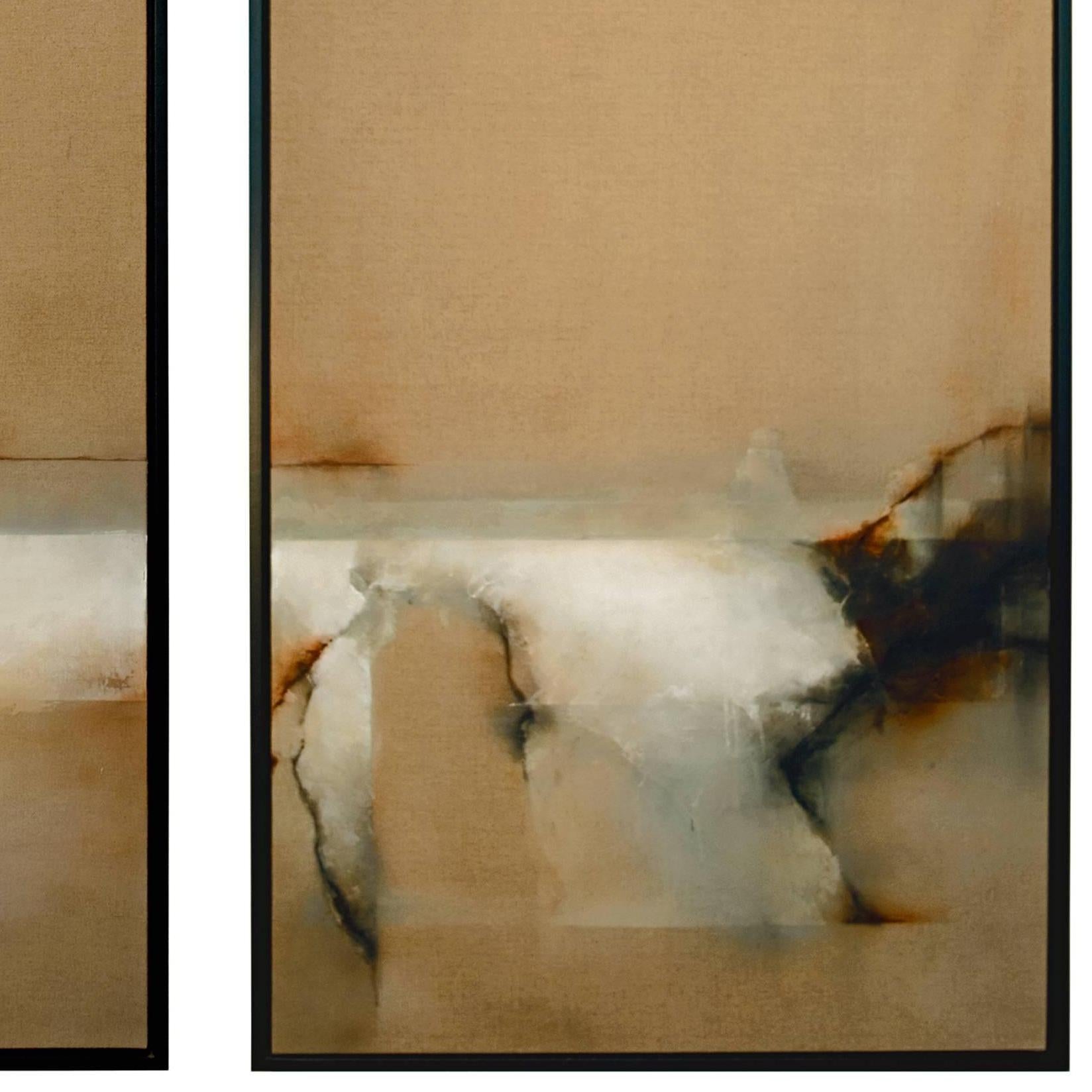 Large Pigment on Canvas Diptych: 'Still Stand' - Abstract Sculpture by David Mellen