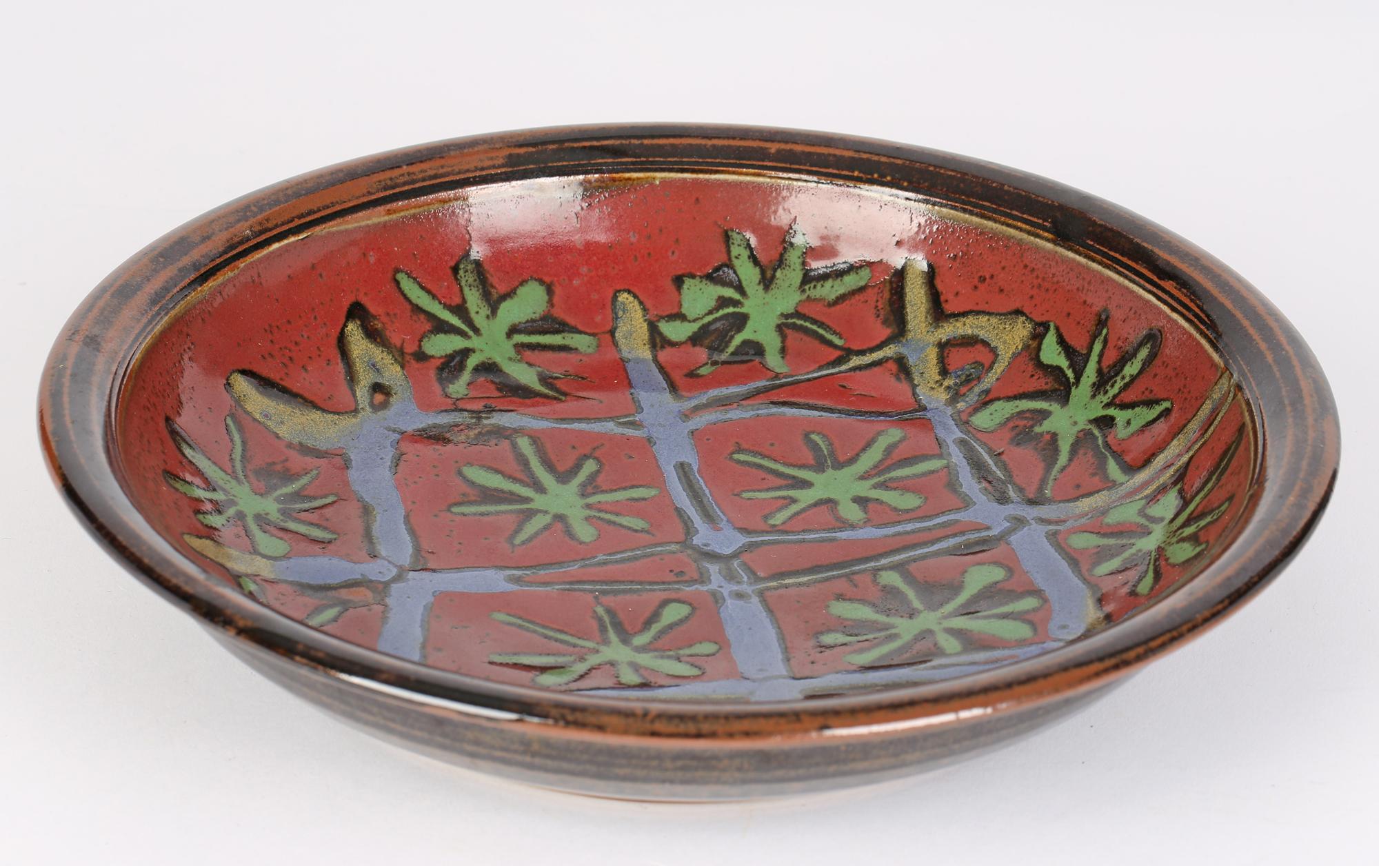 David Melville Large Shallow Abstract Patterned Studio Pottery Dish 3