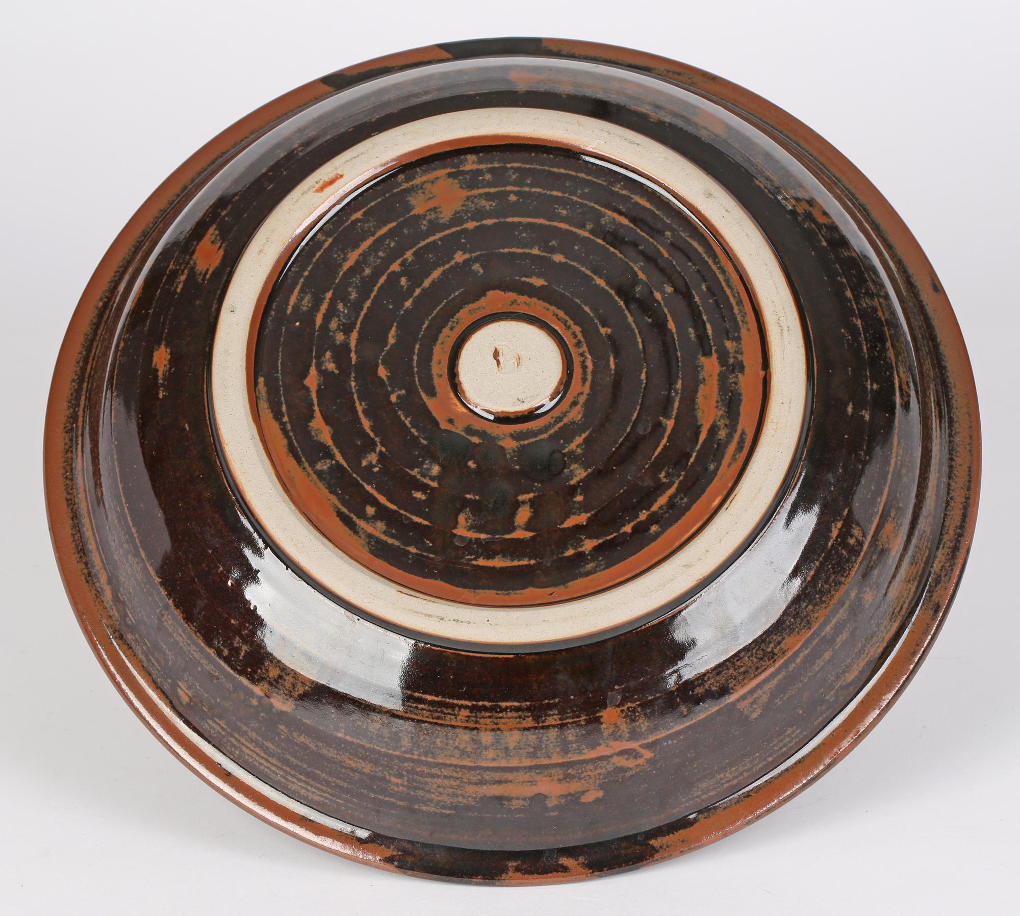 Modern David Melville Large Shallow Abstract Patterned Studio Pottery Dish