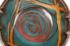 David Melville Large Twin Handled Abstract Patterned Studio Pottery Bowl