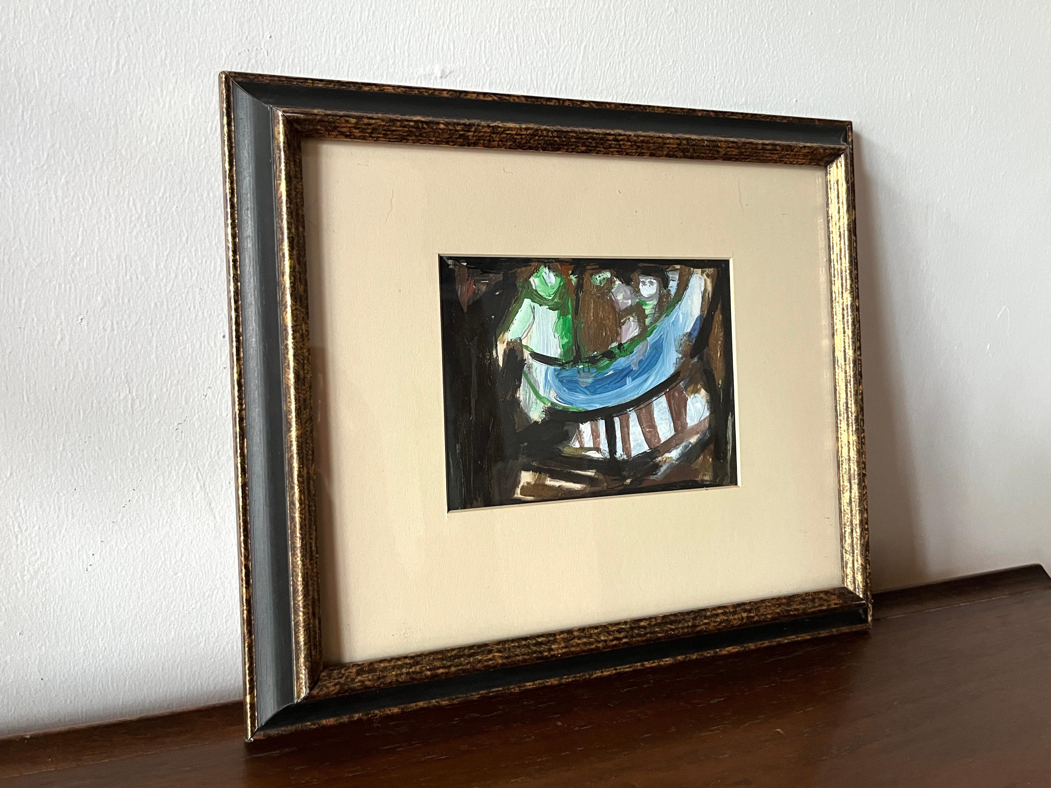 David Meshulam Gerahmte Arbeit auf Papier (Moderne der Mitte des Jahrhunderts) im Angebot