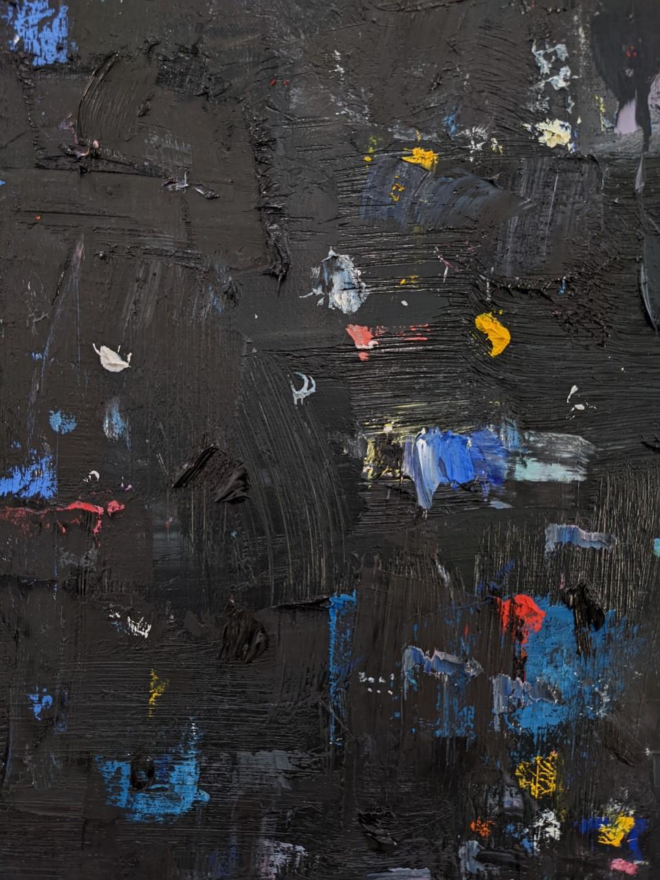 Ephemera : contemporary abstract artwork - Black Abstract Painting by David Michael Slonim