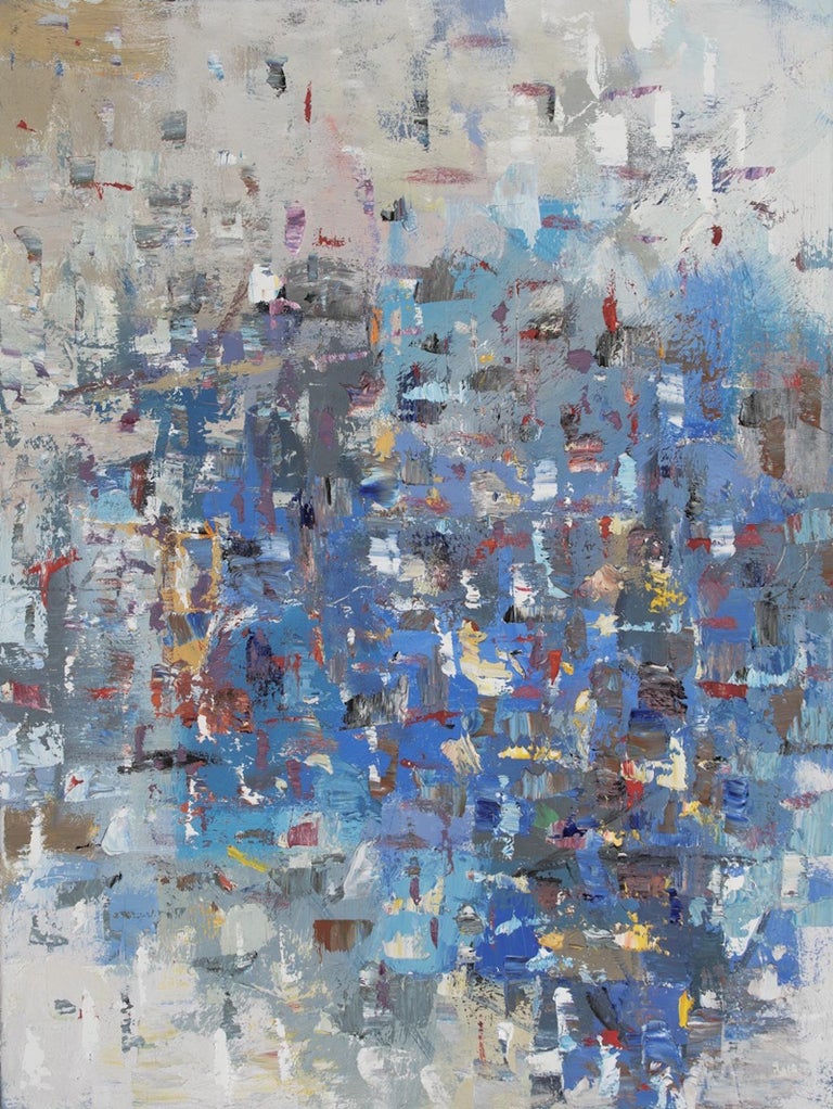 David Michael Slonim Pieces Of Sky Abstract Blue And White Dominant Oil Painting On Canvas For Sale At 1stdibs