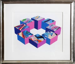 River Ring, Framed Geometric Abstract Screenprint by David Milne