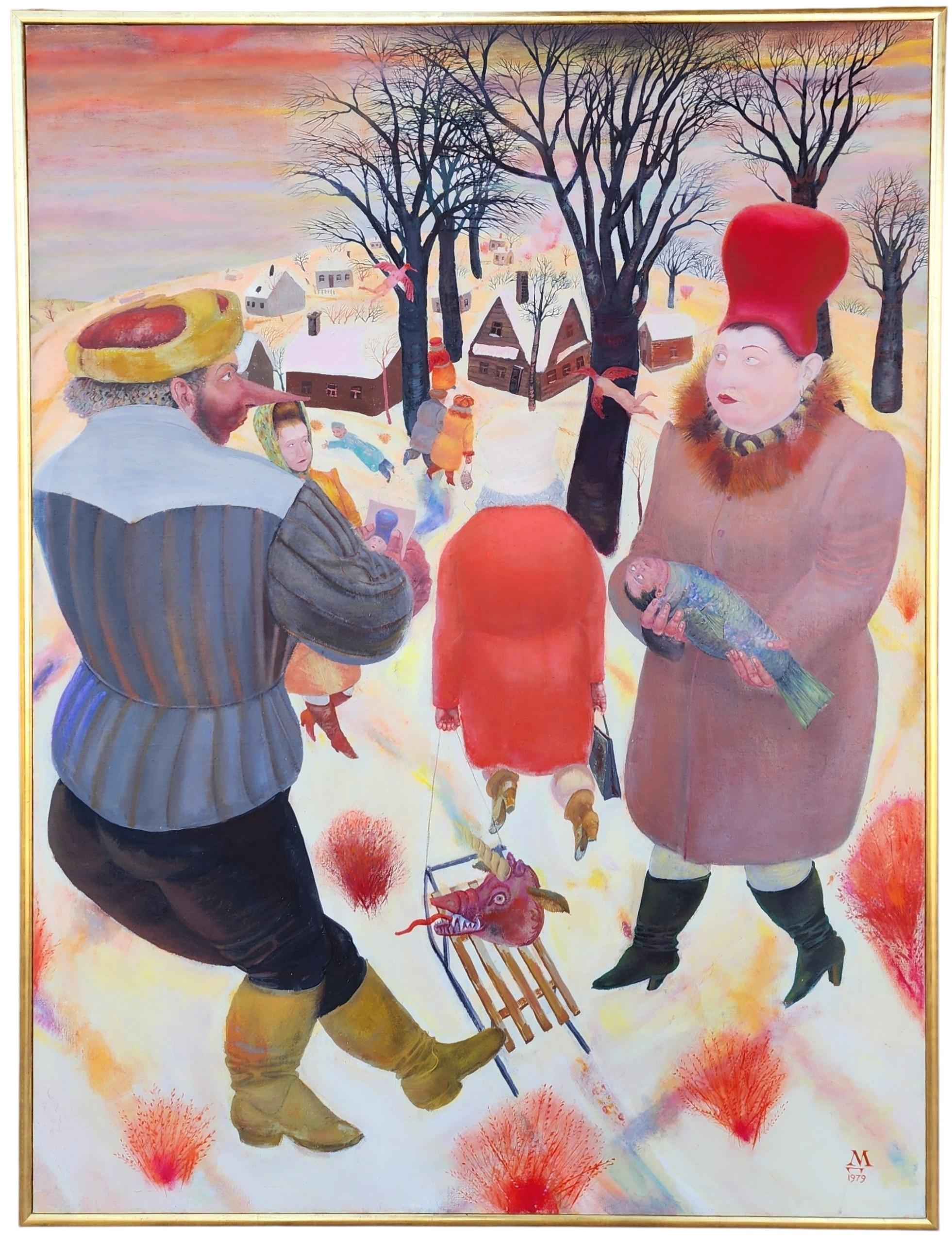 David Miretsky Landscape Painting - Red Winter
