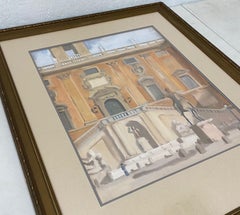 David Mode Payne "Piazza Del Campidoglio Marcus Aurelius Statue" Watercolor 1932