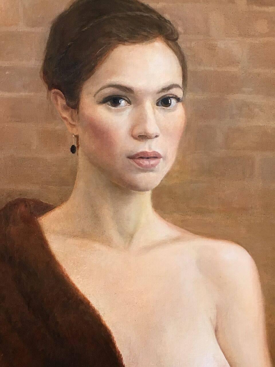 Lady in a Fur - Scout / oil on linen - Painting by David Molesky