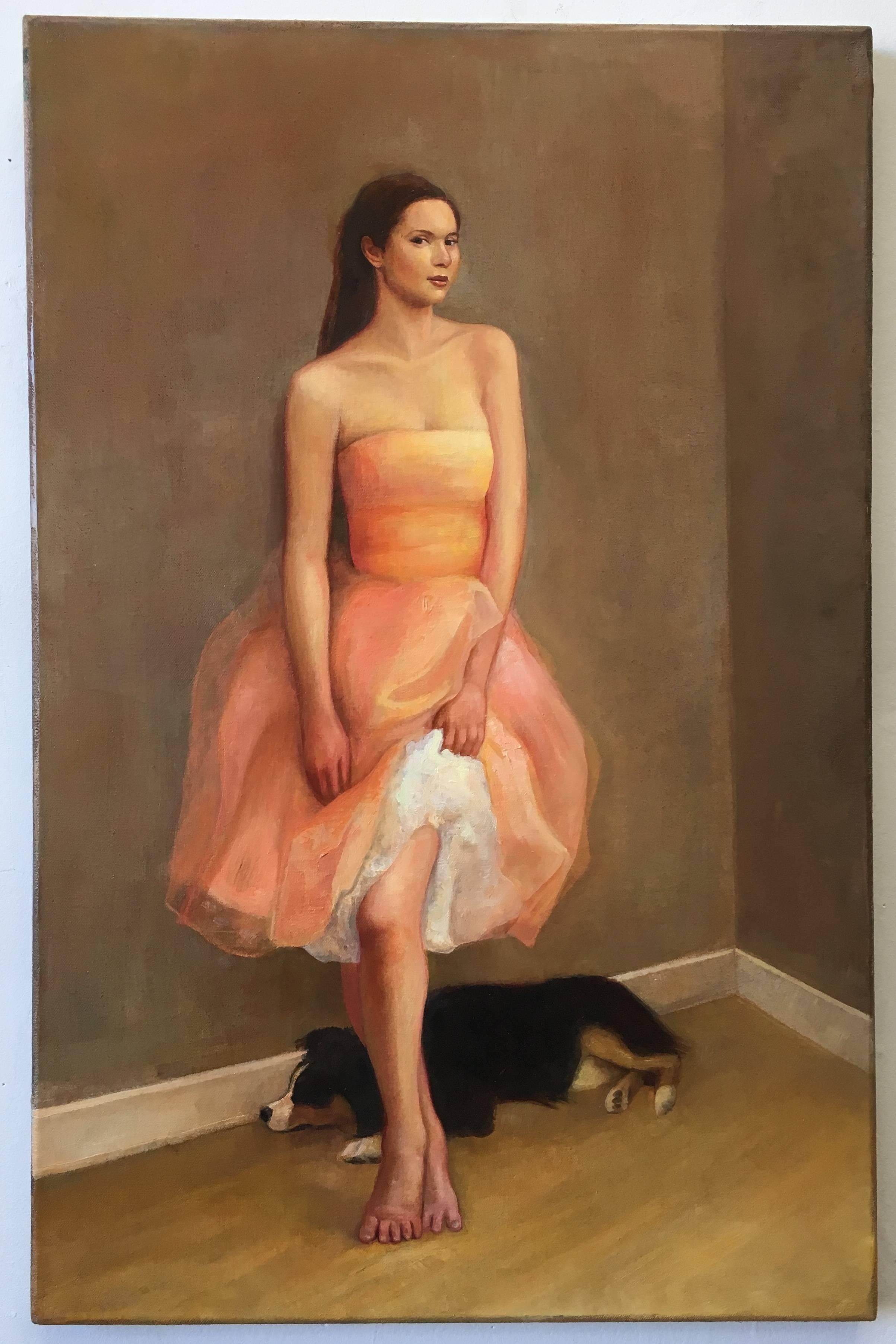 Pink Dress  / oil on linen - Painting by David Molesky