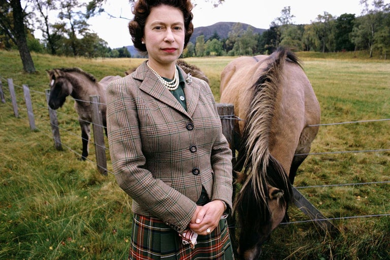 <i></noscript>Queen Elizabeth with Horses</i>, 1967, by David Montgomery, Peter Fetterman Gallery