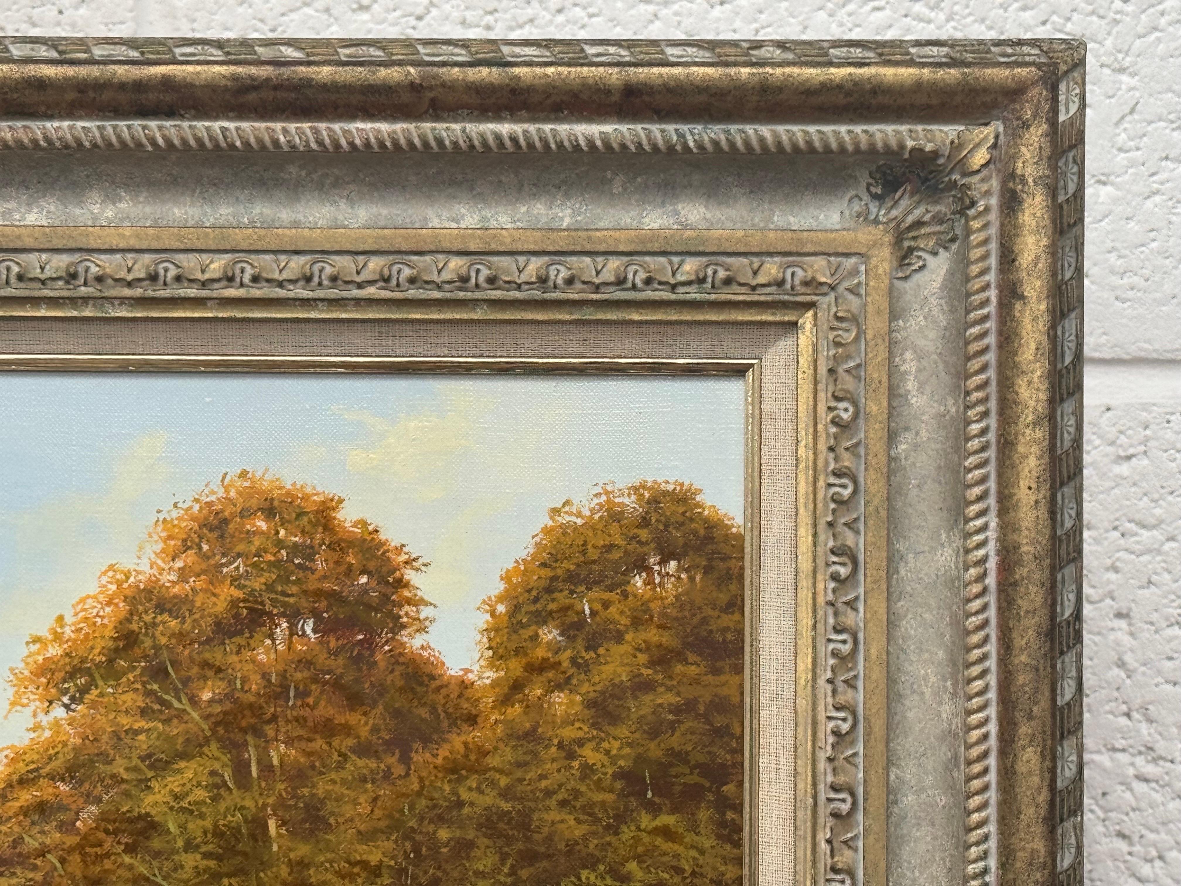 Flusslandschaft mit Pferden in der englischen Landschaft von britischem Künstler im Angebot 2