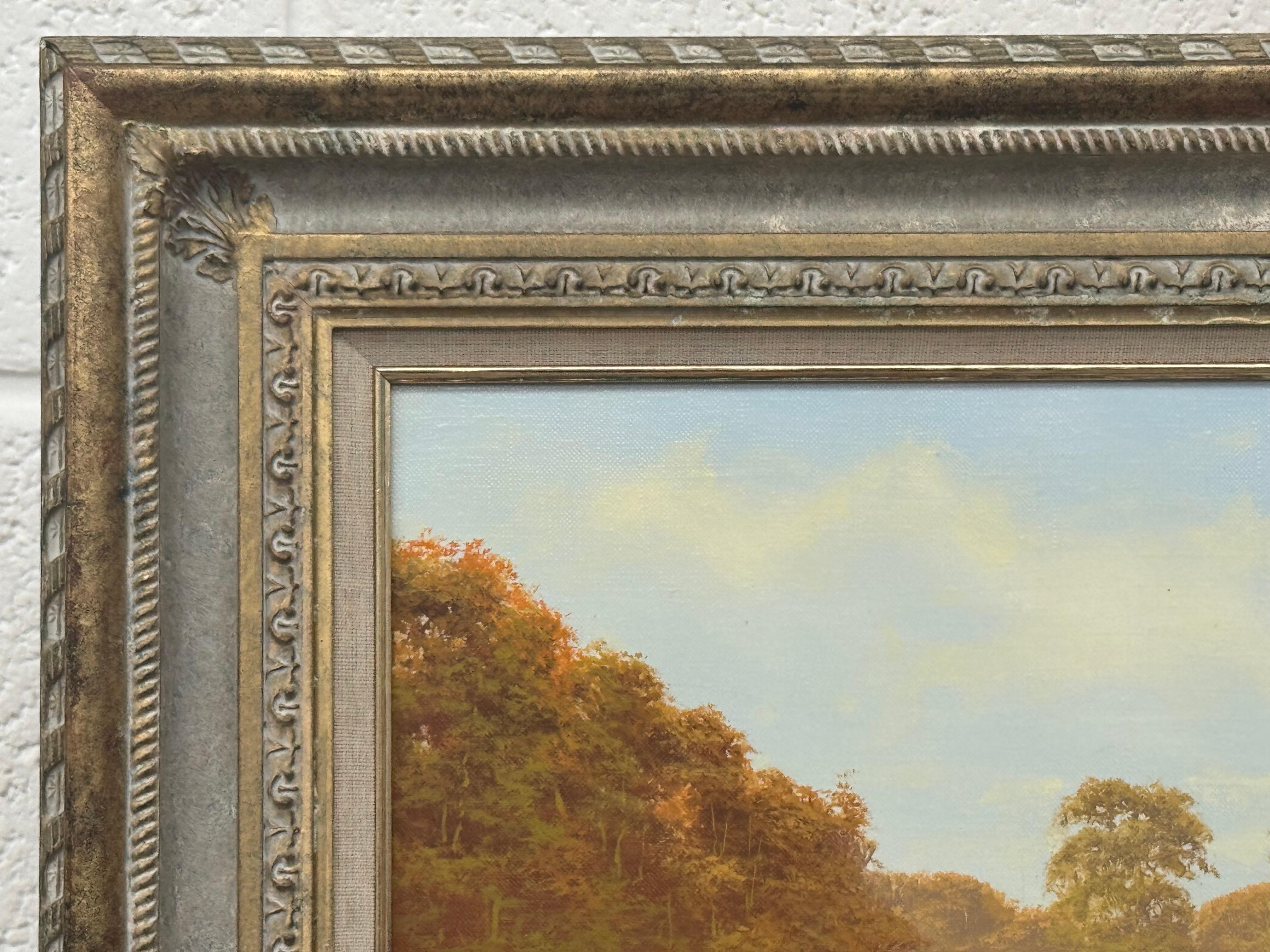 Flusslandschaft mit Pferden in der englischen Landschaft von britischem Künstler im Angebot 4