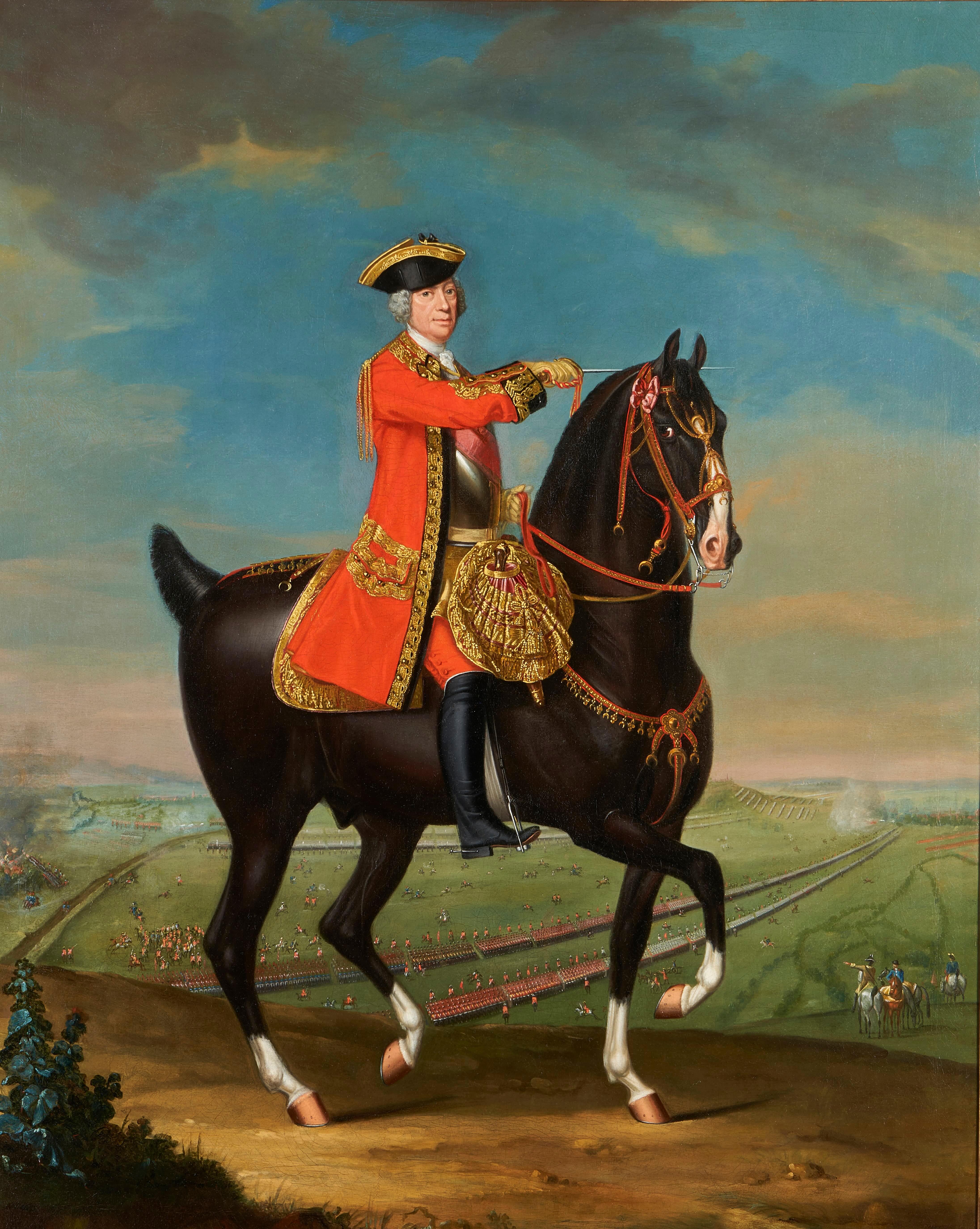 Retrato ecuestre del mariscal de campo Sir John Ligonier, 1er conde de Ligonier - Painting de David Morier
