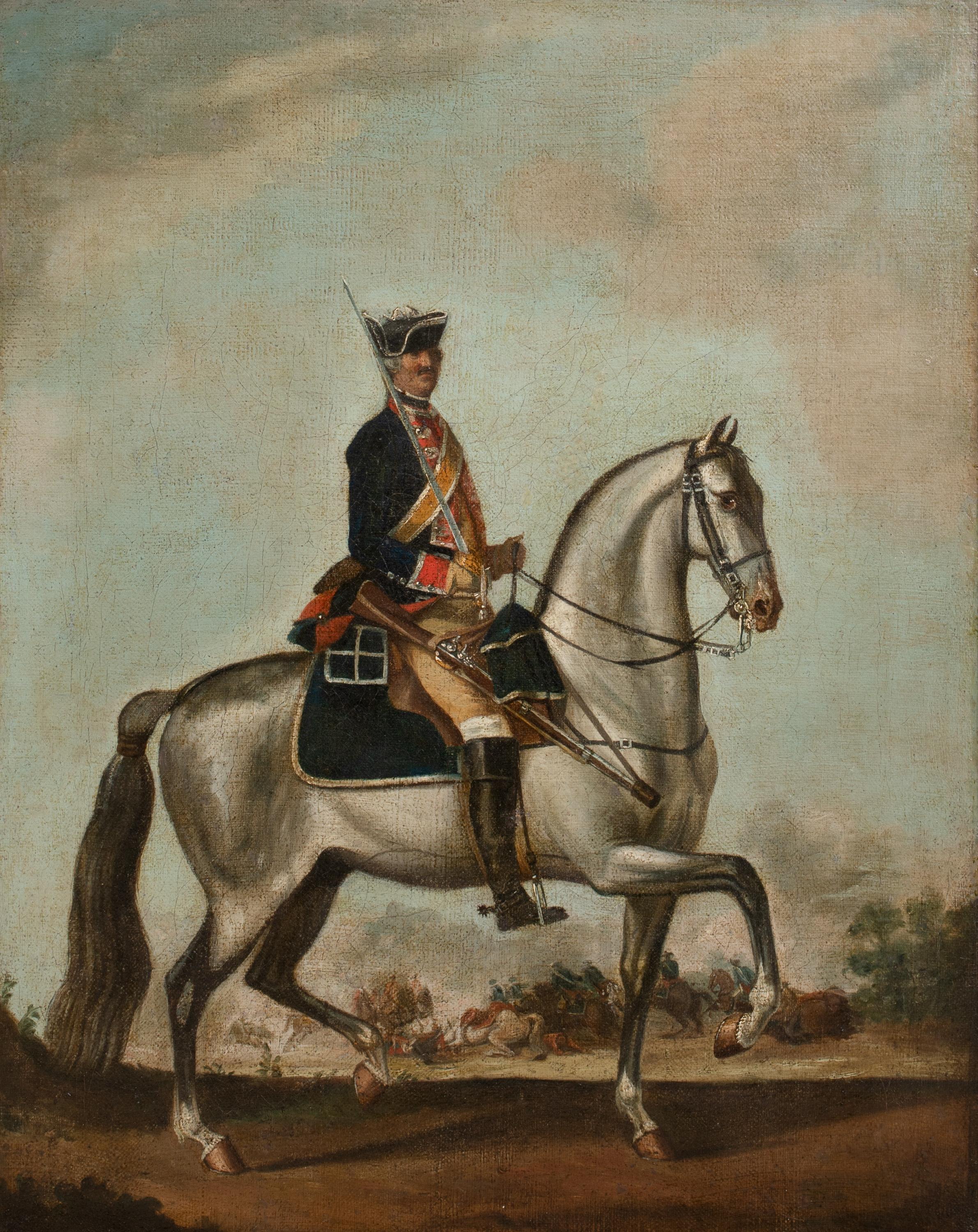 Officer & Horse Of The Royal Queens Dragoons, Seven Years War (1756-1763). 18th Century

by David MORIER (1704-1770) 

Large circa 1760 portrait of an officer and horse of the Royal Queens Dragoon, oil on canvas by David Morier. Excellent and