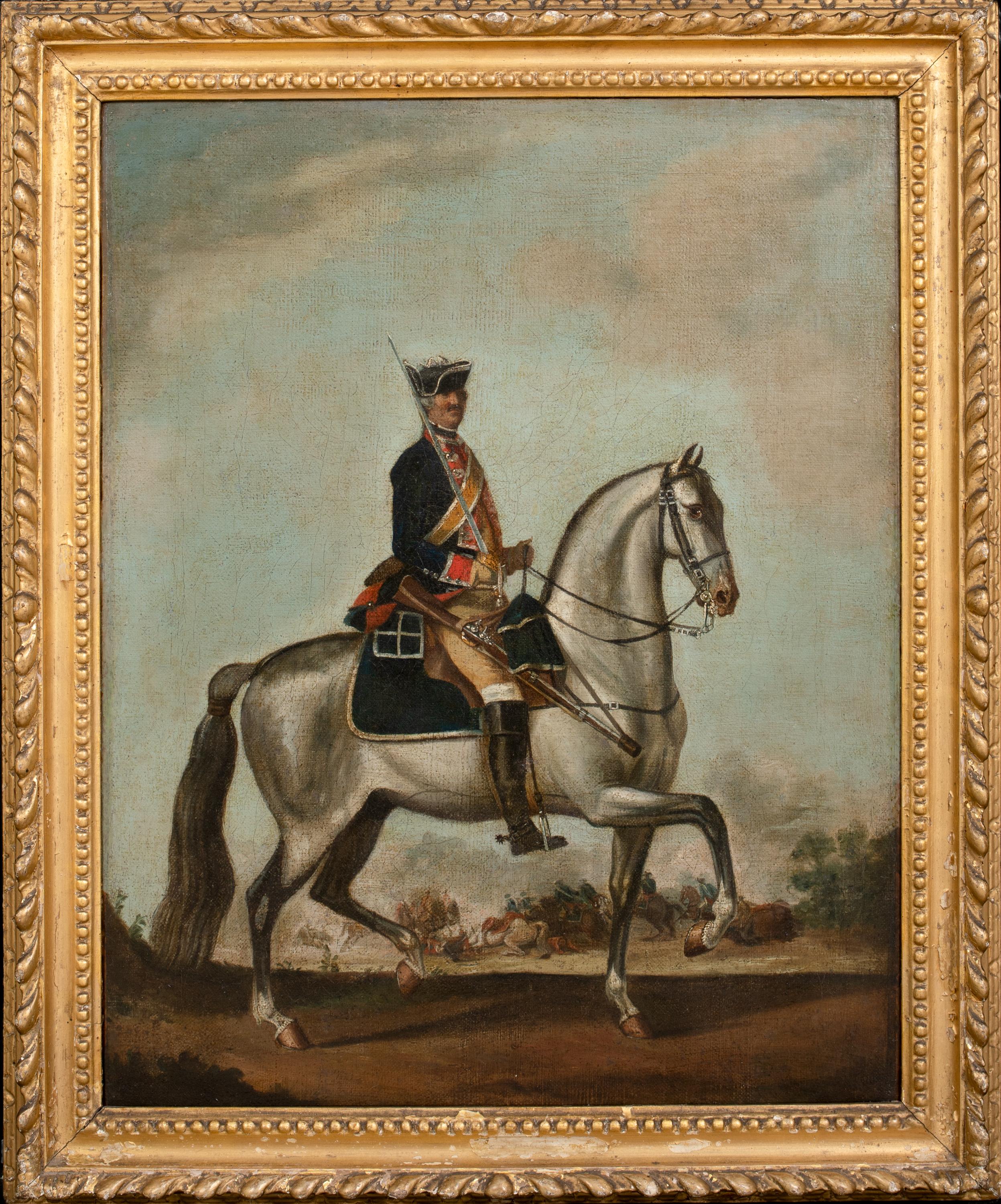 David Morier Portrait Painting - Officer & Horse Of The Royal Queens Dragoons, Seven Years War (1756-1763)