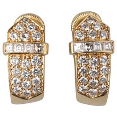 David Morris 18 Carat Gold Buckle Earclips with Brilliant Cut Diamonds