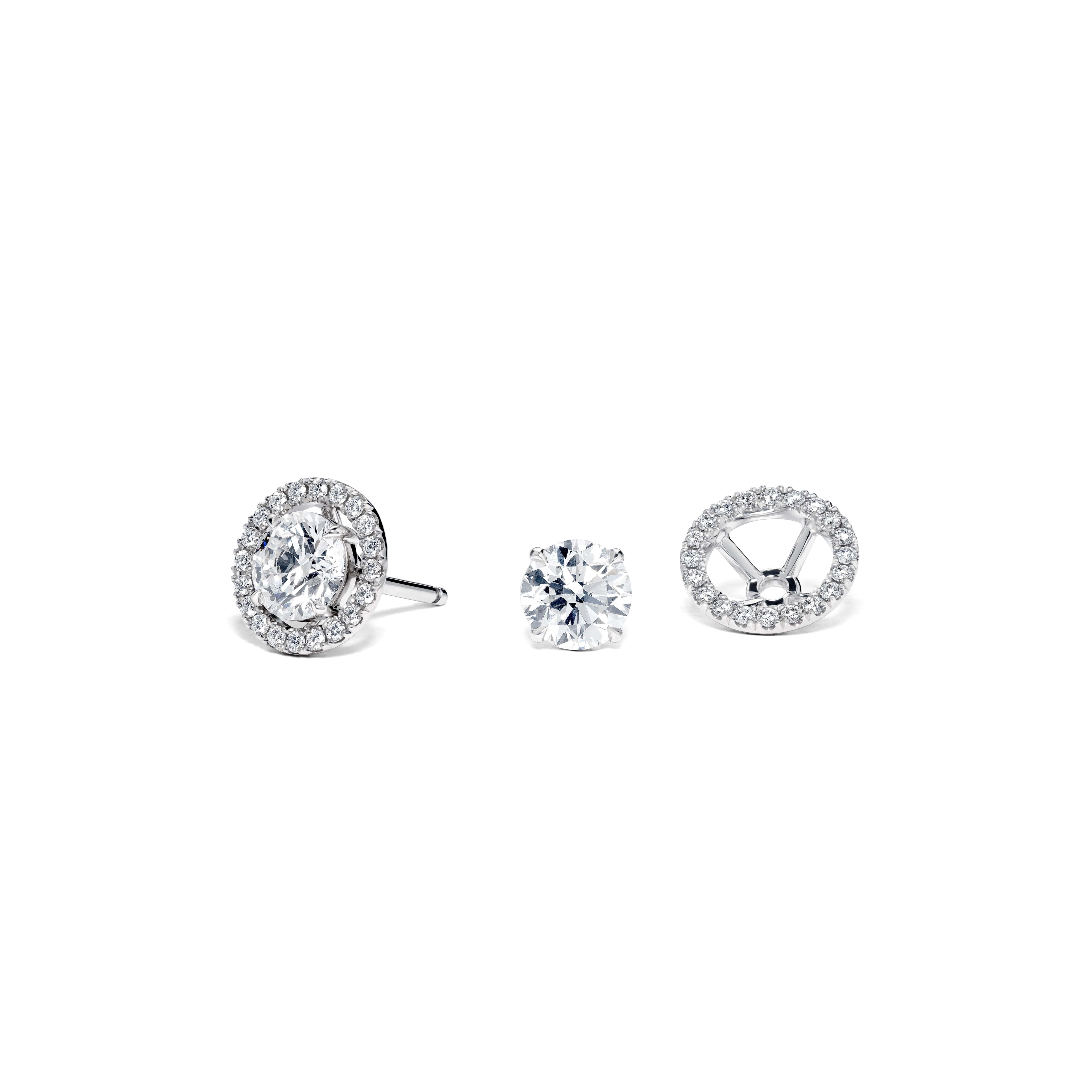 David Morris 18 Carat Wg 0.63ct Round Brilliant Diamond Surround Stud Earrings In New Condition In London, GB