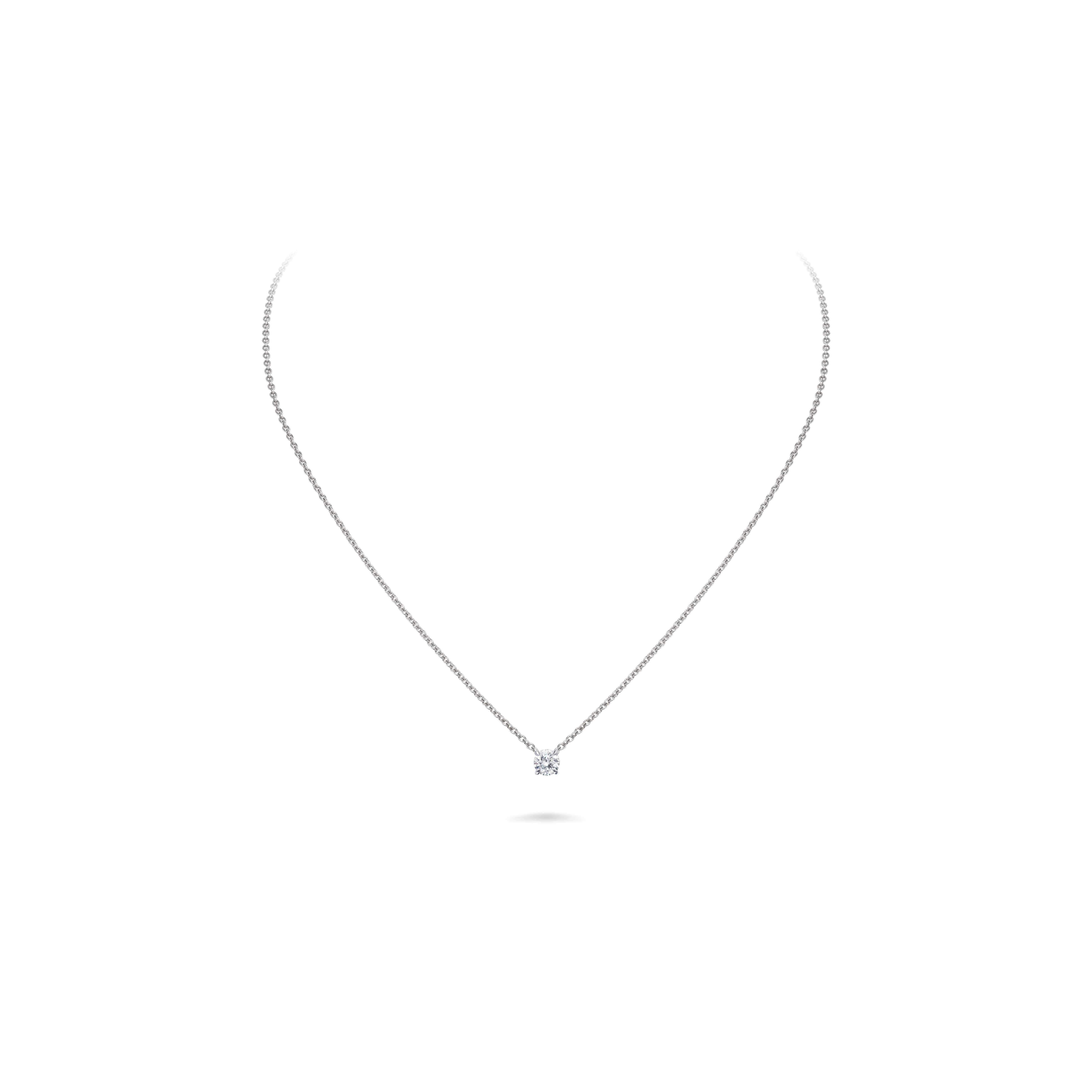 Round Cut David Morris 18 ct White Gold 0.30 ct Round Brilliant Diamond Pendant Necklace For Sale