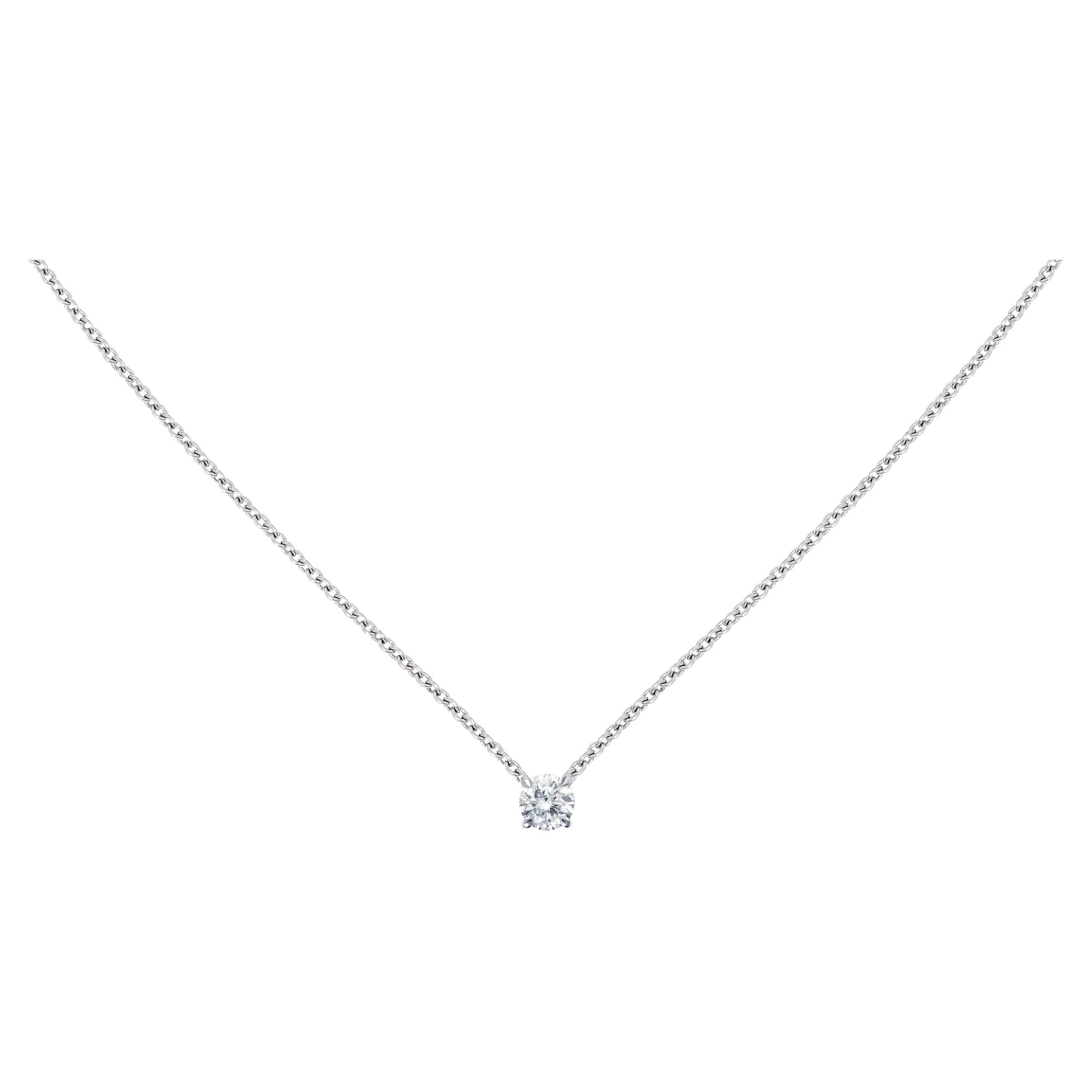 David Morris 18 ct White Gold 0.30 ct Round Brilliant Diamond Pendant Necklace For Sale