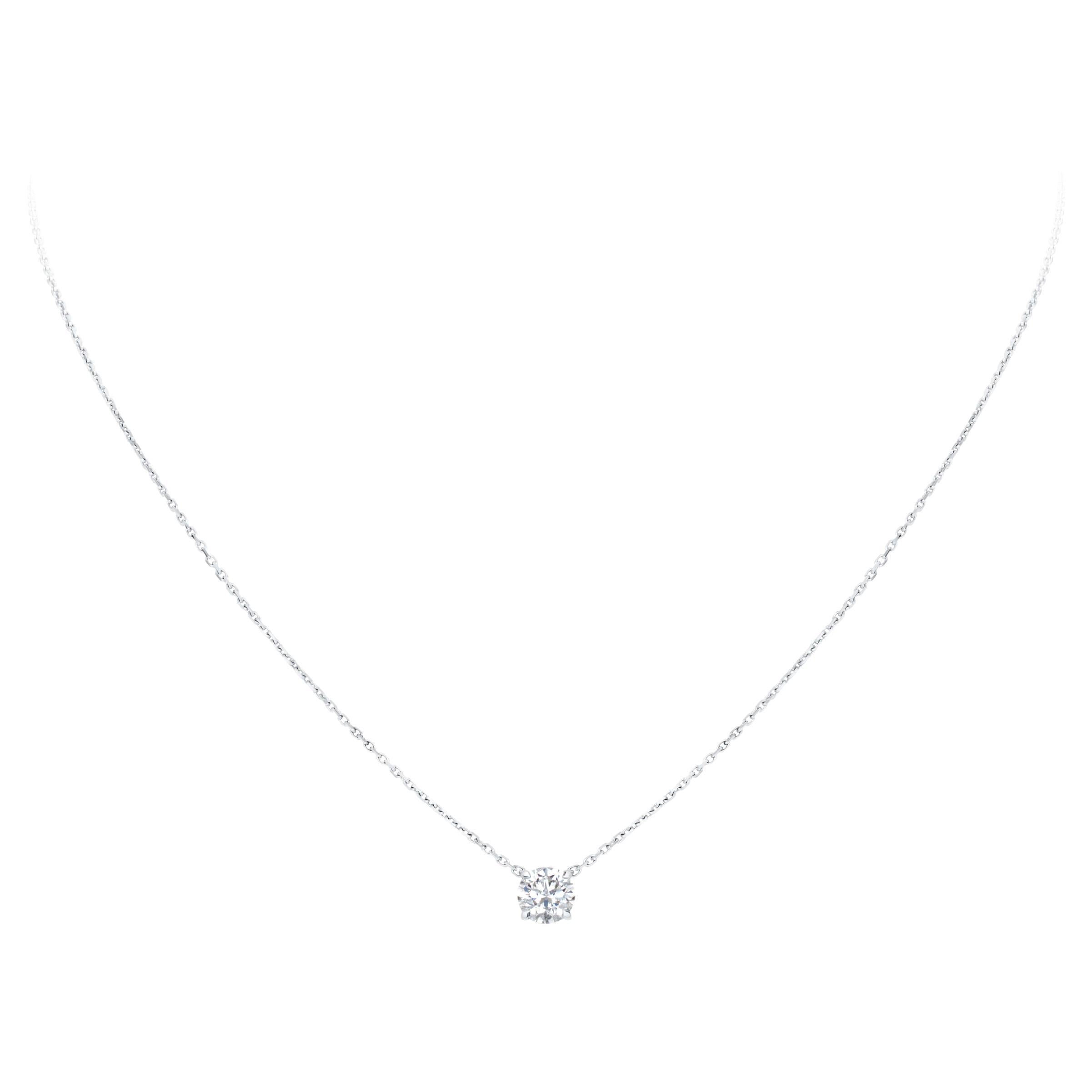 David Morris 18 Karat Weißgold 0,50 Karat runder Brillant Diamant Anhänger Halskette
