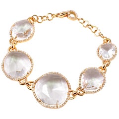 David Morris 18 Karat Rose Gold 56.50 Carat Quartz 1.84 Carat Diamond Bracelet