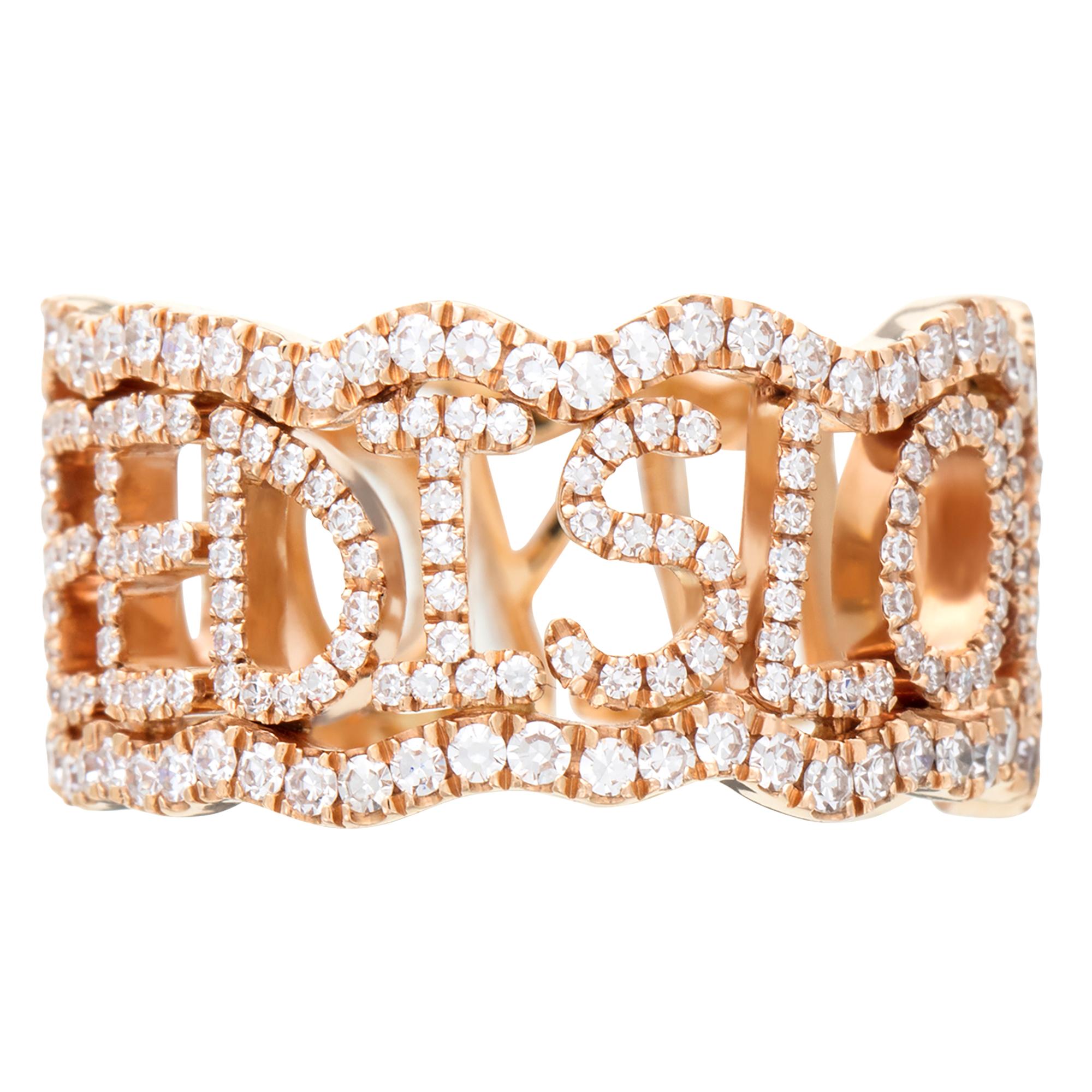 Contemporary David Morris 18 Karat Rose Gold & Diamond 'All You Need Is Love' Ring