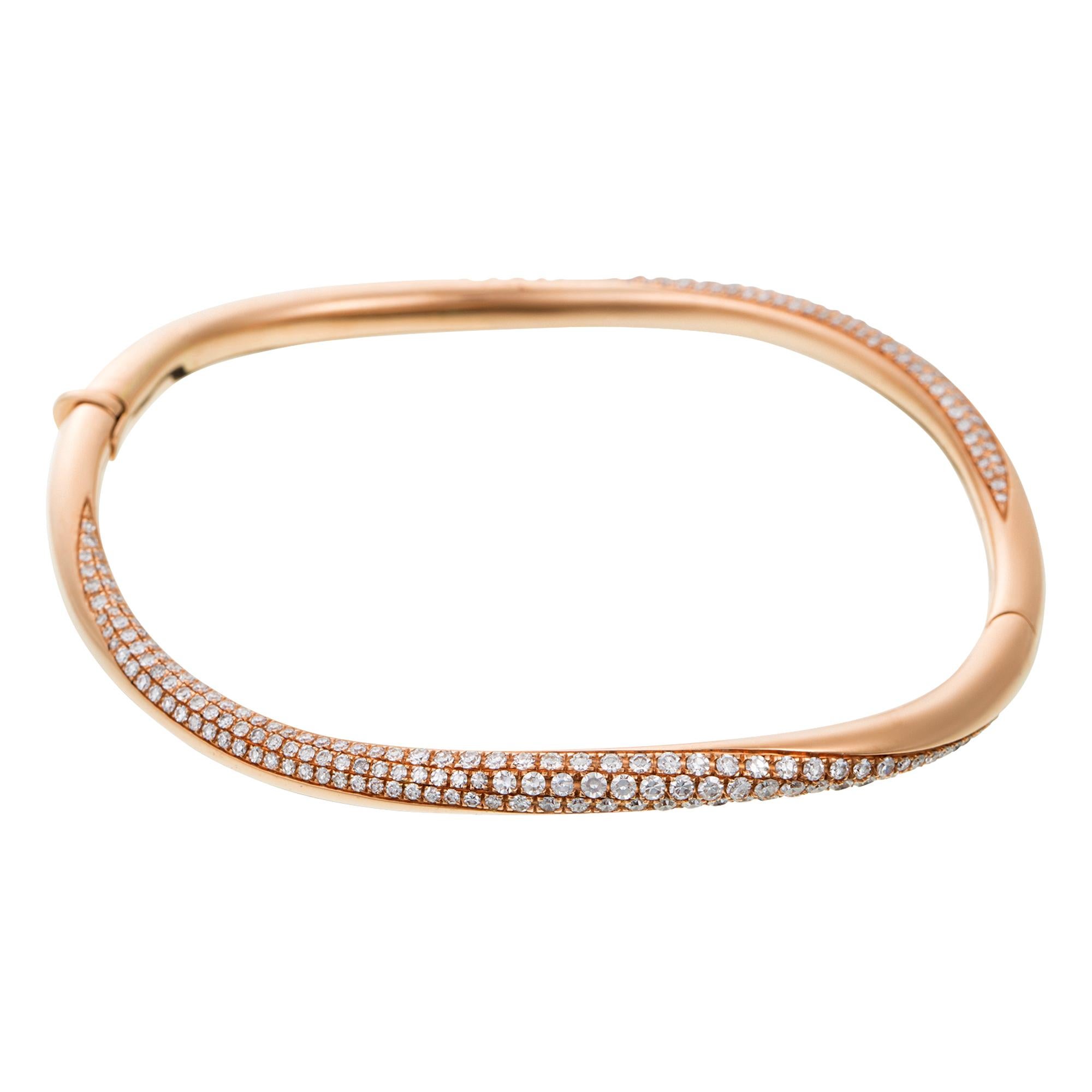 David Morris 18 Karat Roségold & Diamant Twist Armreif 1,73 Karat (Zeitgenössisch)