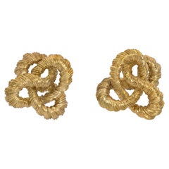 David Morris 18 Karat Textured Yellow Gold Earrings, circa 1970