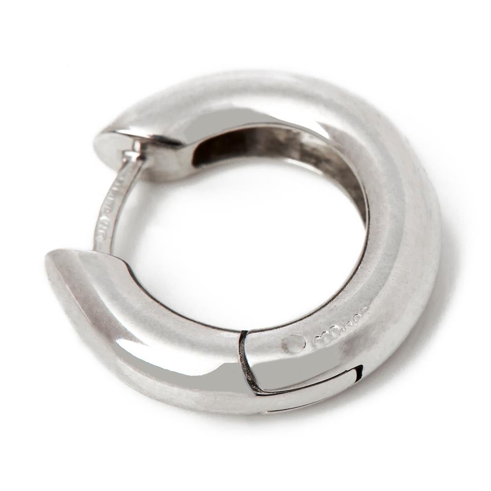 David Morris 18 Karat White Gold Round Cut Diamond Signature Hoop Earrings 1
