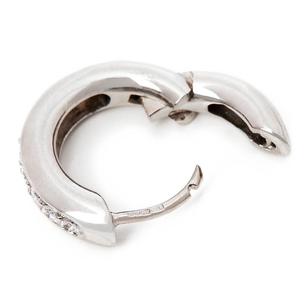 David Morris 18 Karat White Gold Round Cut Diamond Signature Hoop Earrings 2