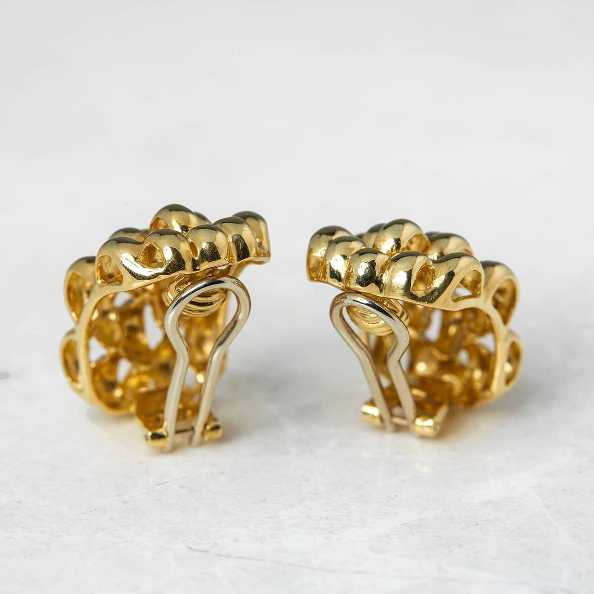 Women's David Morris 18 Karat Yellow Gold Honeycomb Clip On Earrings