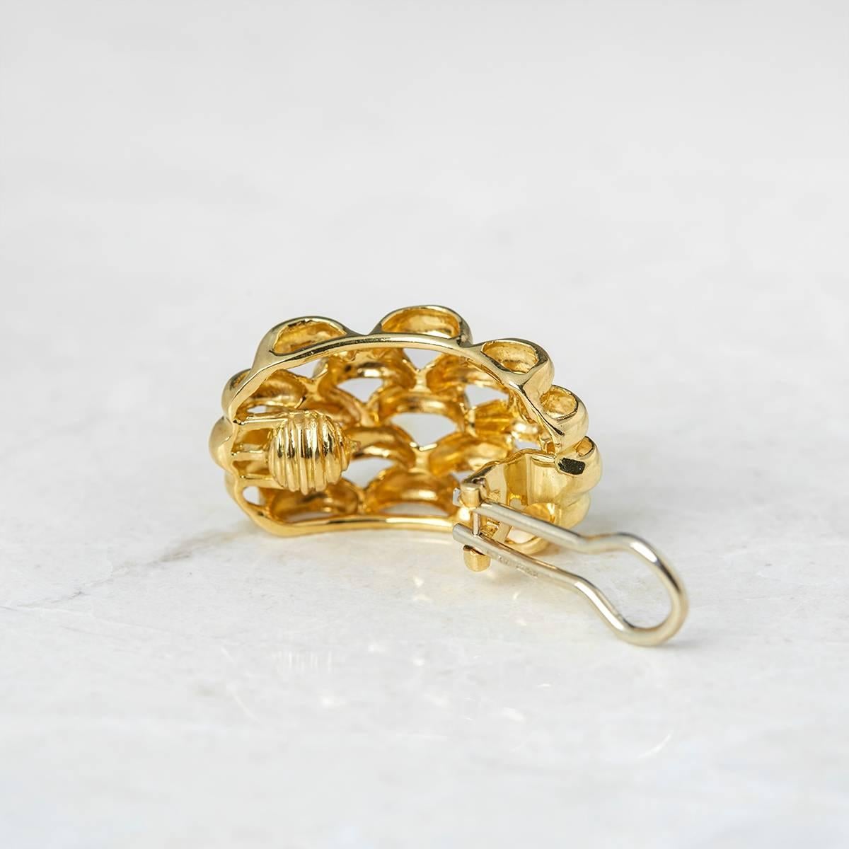 David Morris 18 Karat Yellow Gold Honeycomb Clip On Earrings 1
