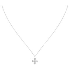 David Morris 18ct White Gold 0.56ct Cross Pendant 18ct White Gold Chain Necklace
