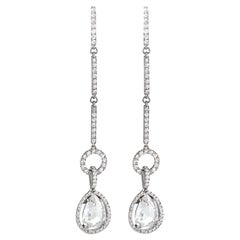 David Morris - Boucles d'oreilles pendantes en or blanc 18 carats et diamant de 3::40 ct