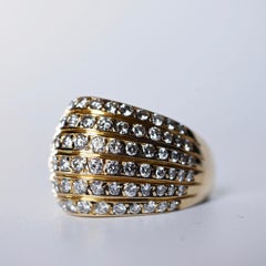 David Morris 18 Karat Yellow Gold White Round Brilliant Cut Diamond Bombé Ring