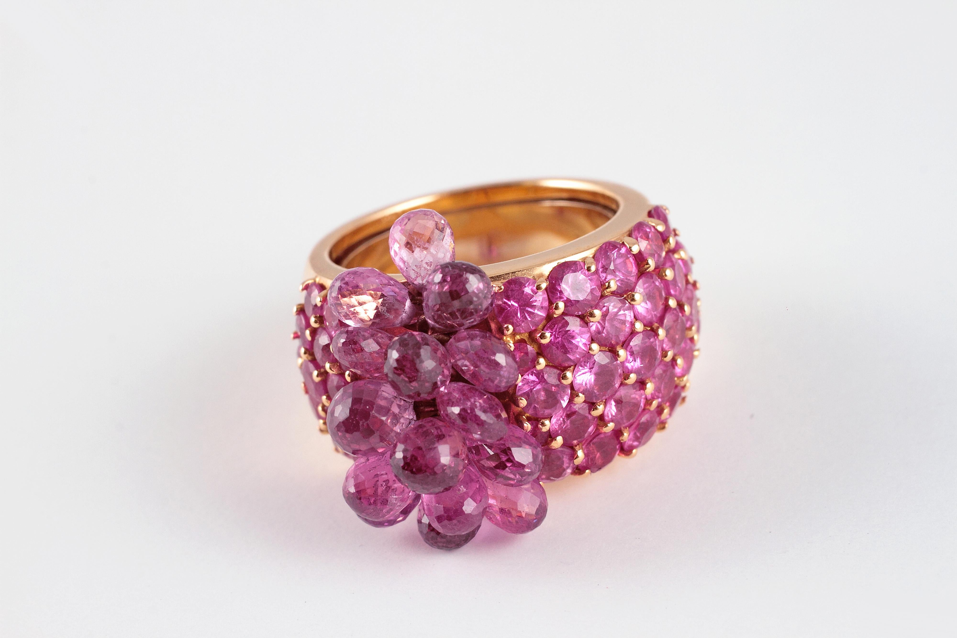David Morris 19.72 Carat Pink Sapphire Rose Gold Ring In Good Condition For Sale In Dallas, TX
