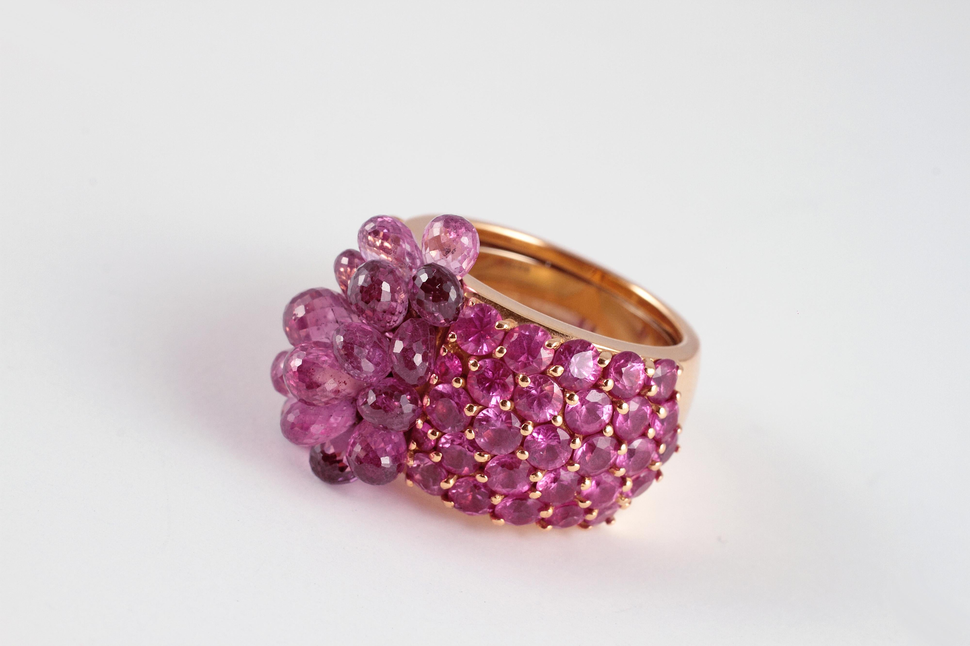 Women's or Men's David Morris 19.72 Carat Pink Sapphire Rose Gold Ring For Sale