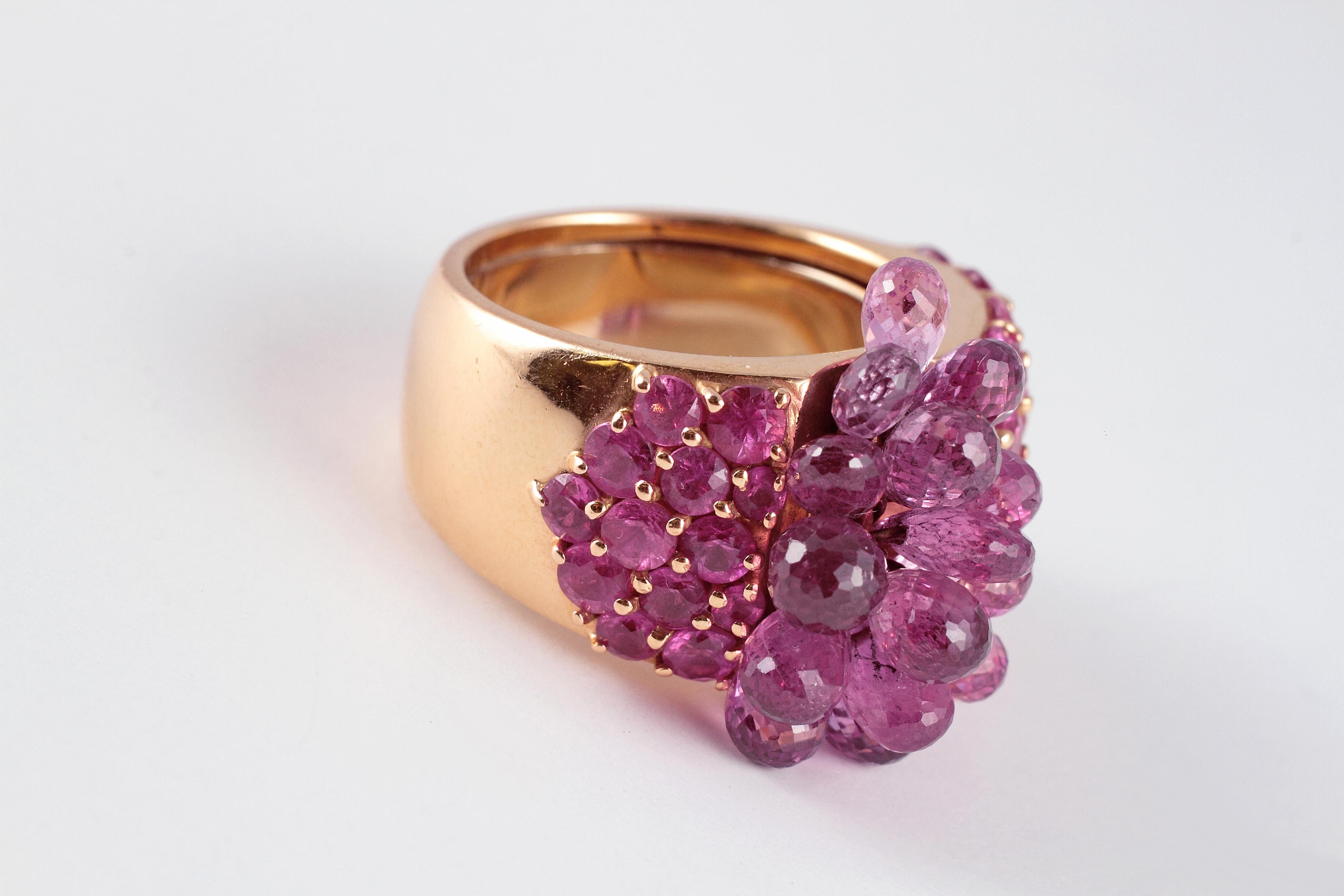 David Morris 19.72 Carat Pink Sapphire Rose Gold Ring For Sale 1