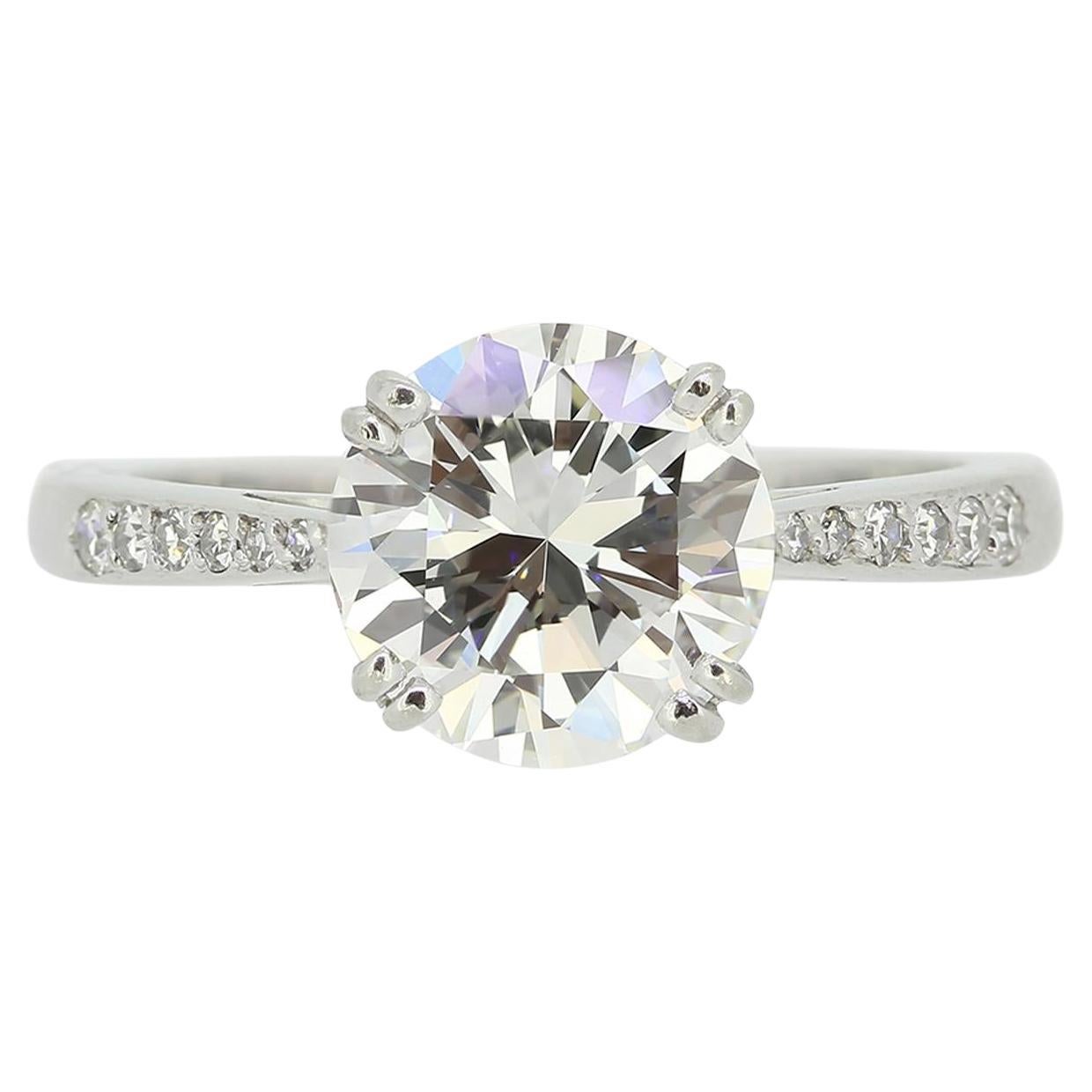 David Morris 2.01 Carat Brilliant Cut Diamond Solitaire Engagement Ring For Sale