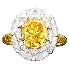 David Morris 3.61 Carat Vivid Yellow Cocktail Ring