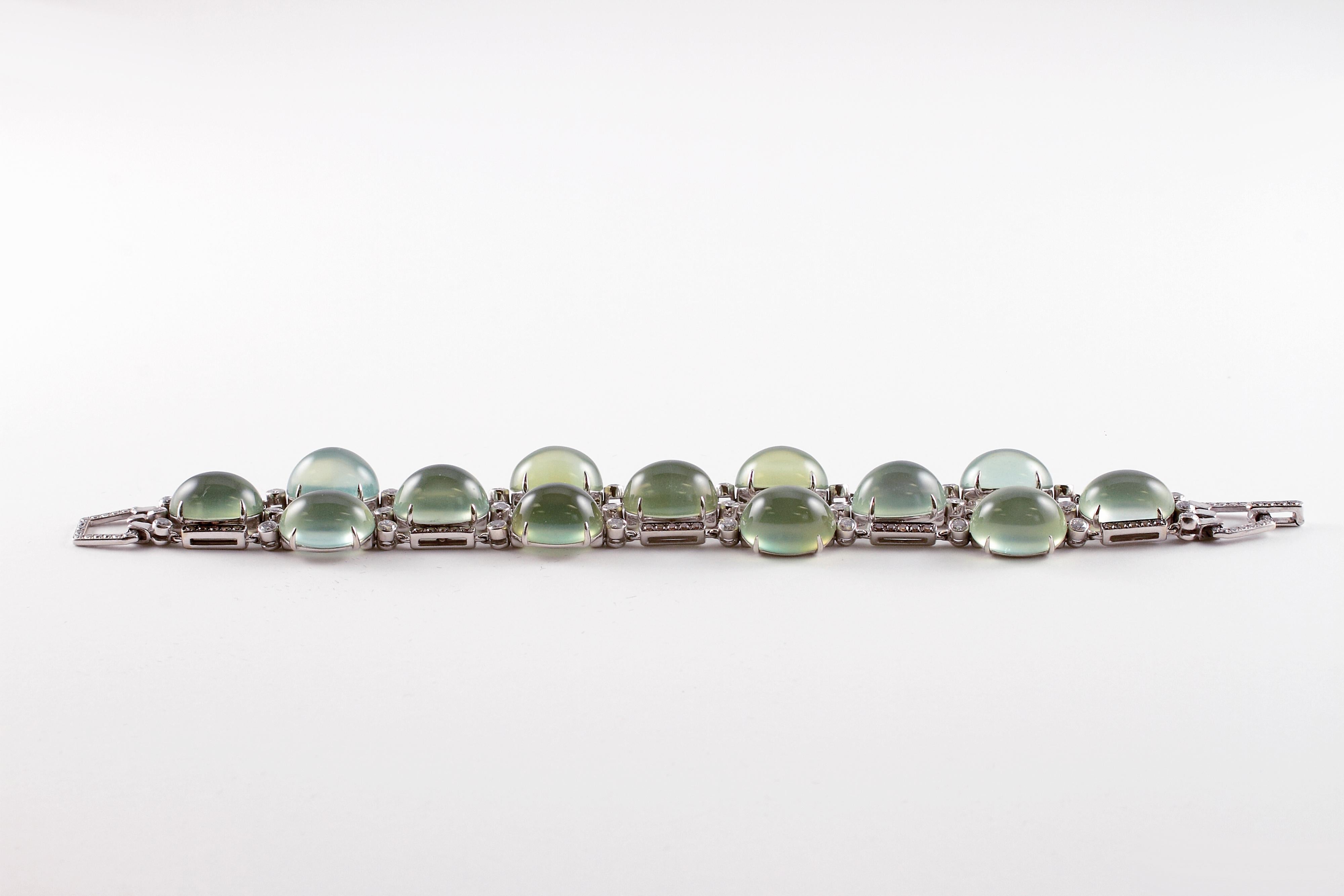 4.31 Carat Diamond Prehnite Bracelet 2