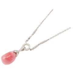 David Morris 6.9ct Conch Pearl and Diamond Platinum Pendant