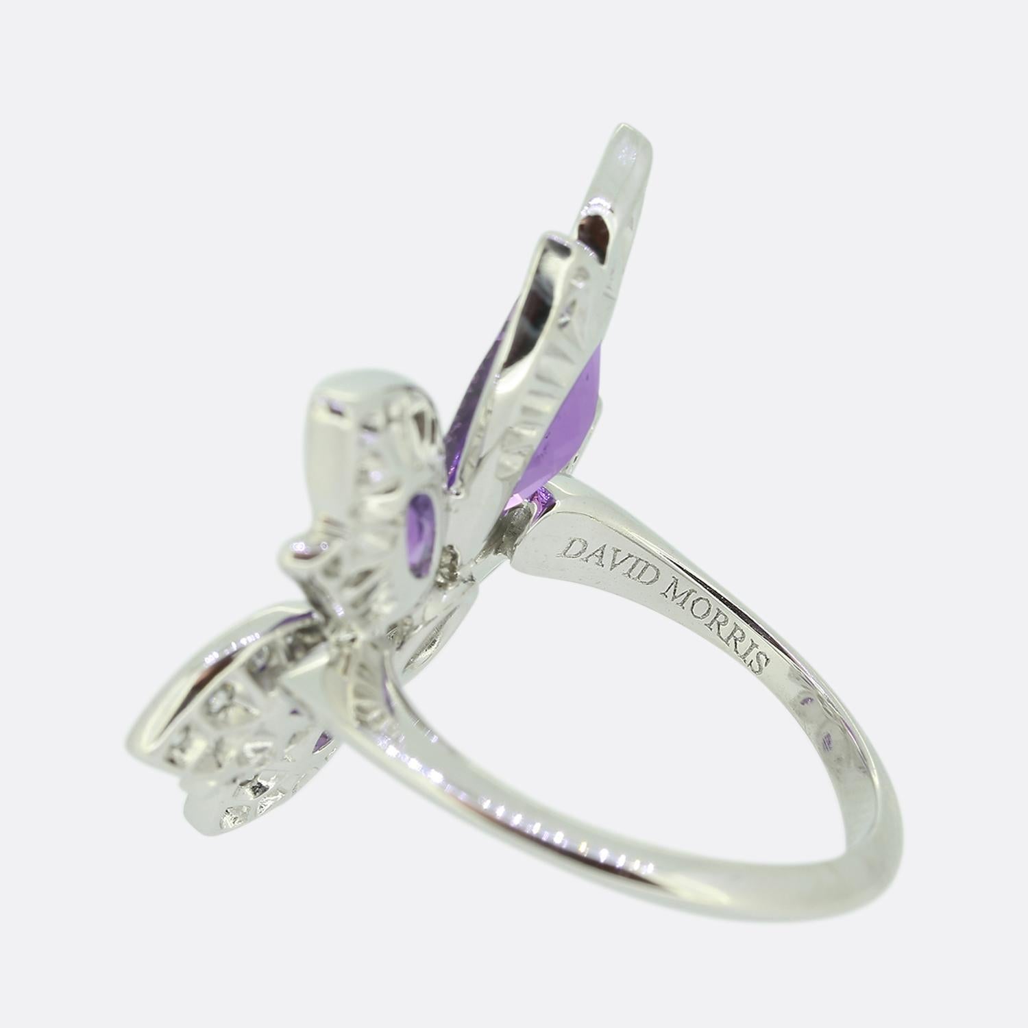 Women's or Men's David Morris Amethyst and Diamond Palm Ring