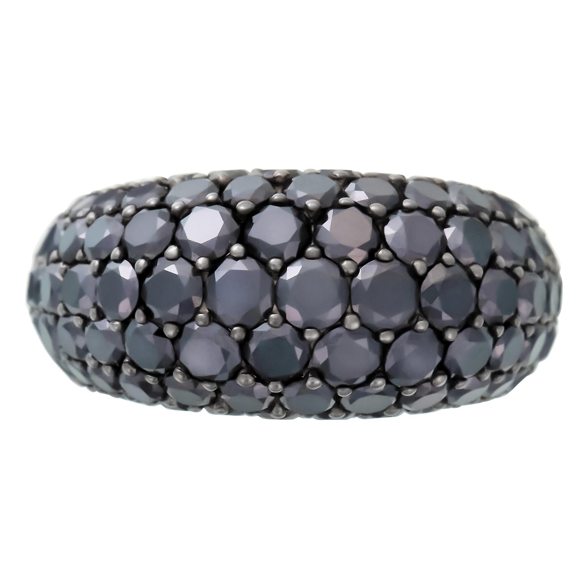 Round Cut David Morris Black Diamond Pave Cocktail Ring