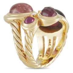 David Morris David Yurman 18K Yellow Gold Diamond, Pink Tourmaline, Rhodolite