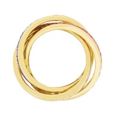 David Morris Anello a tre fasce con diamanti, zaffiri e rubini, circa 1996