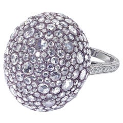 David Morris Domed Rose Cut Diamond Set and Pink Titanium Cocktail Ring