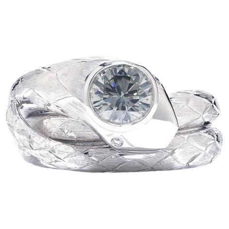 David Morris GIA Certified 1.21ct Platinum Snake Ring with Diamond Set Eyes  For Sale