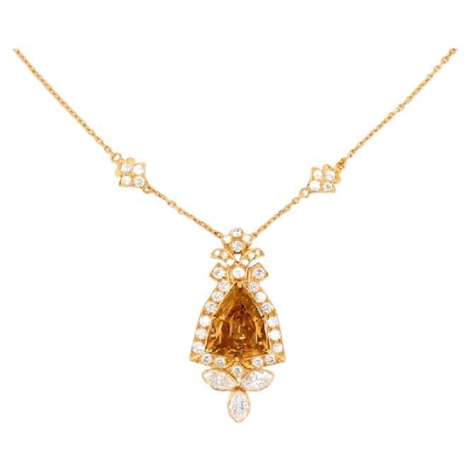 David Morris GIA Certified 6.85 Natural Coloured Diamond & Diamond Necklace