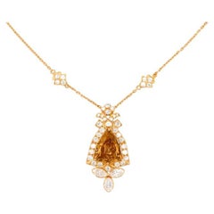 David Morris GIA Certified 6.85 Natural Coloured Diamond & Diamond Necklace